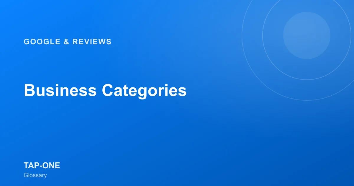 Business Categories — TAP-ONE Glossary